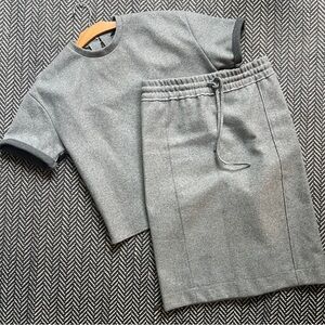 Cozy Gray Short Sleeve Top and Skirt Set